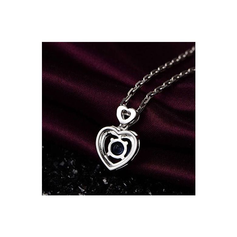 Pendentif Coeur saphir et diamants. Or blanc - 6
