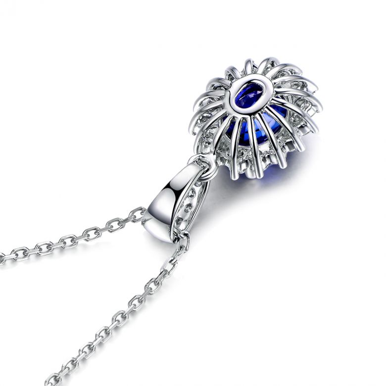 Pendentif Or blanc diamants et saphir 1.50cts - 12