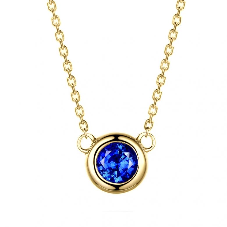 Collier pendentif solitaire saphir Or jaune. Soli blue - 1