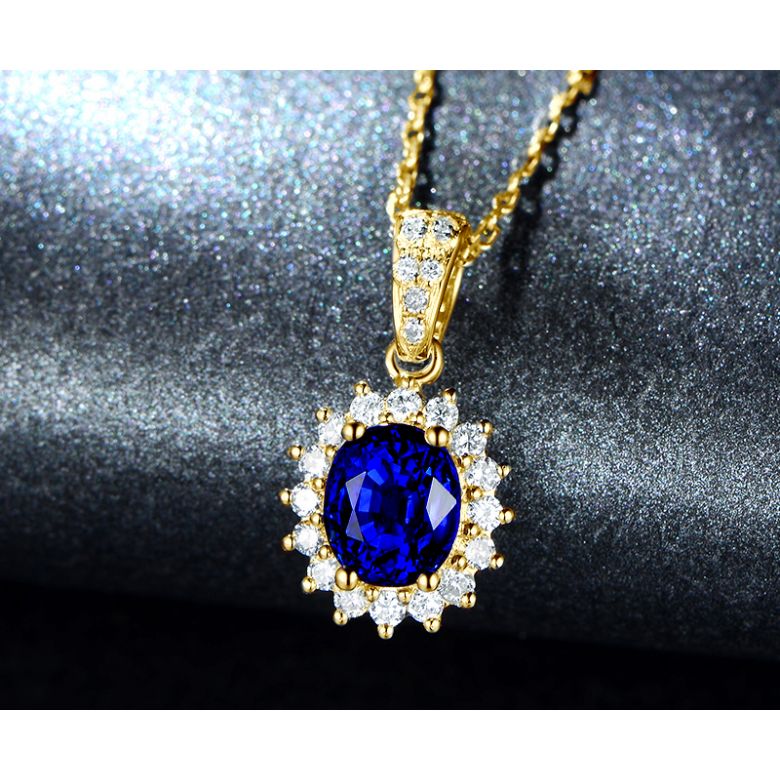 Pendentif Or jaune diamants et saphir 1.50cts - 5