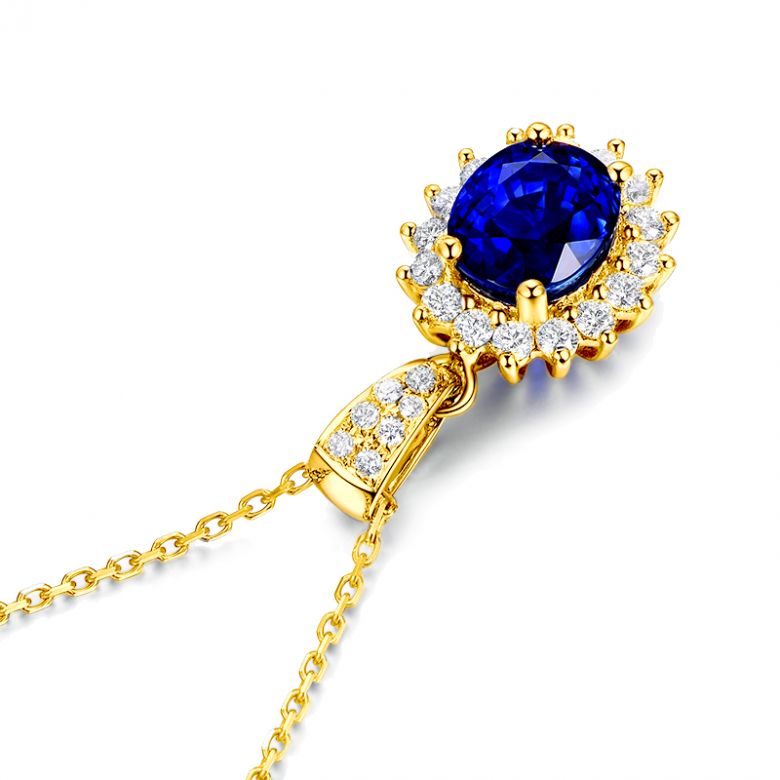 Pendentif Or jaune diamants et saphir 1.50cts - 10