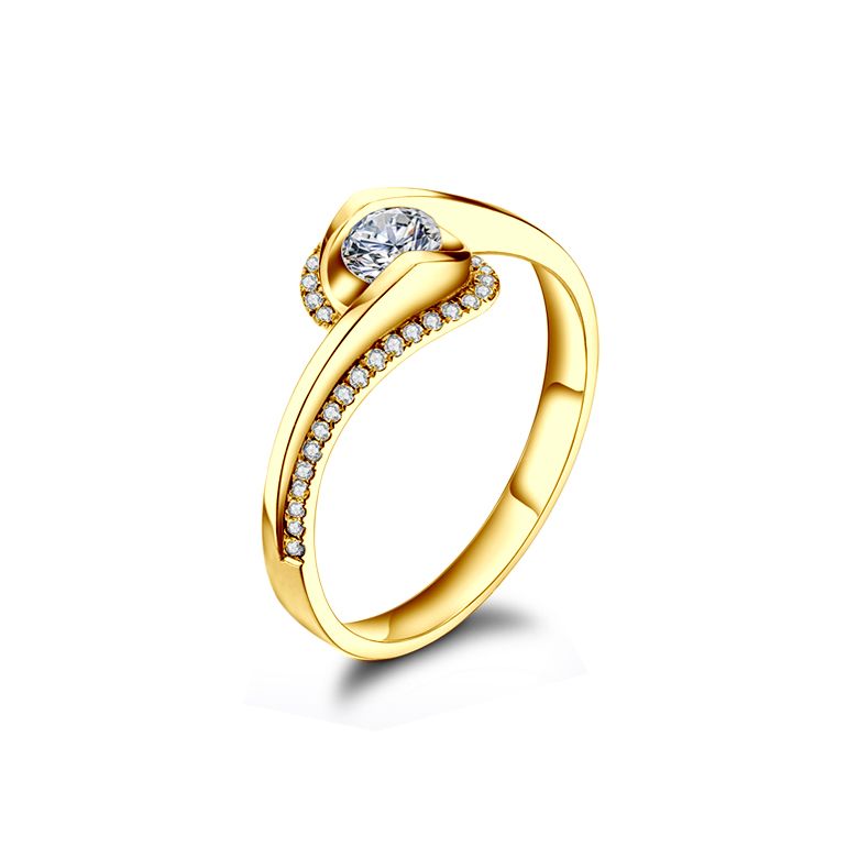 Solitaire A Une Passante -  Diamants & Or Jaune - Baudelaire  | Gemperles - 5