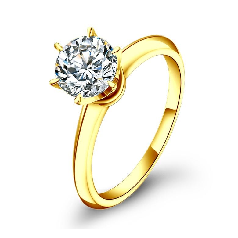 Solitaire en diamant taille brillant - Monture or jaune Timeless - 1