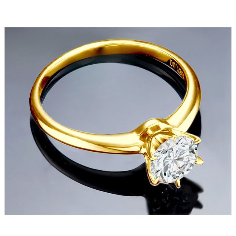 Solitaire en diamant taille brillant - Monture or jaune Timeless - 3