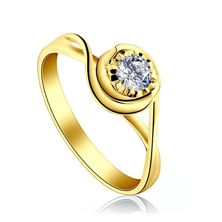 Solitaire bague ensorcelée - Diamant 0.15 carat - Or jaune 750/1000 | Gemperles - 1