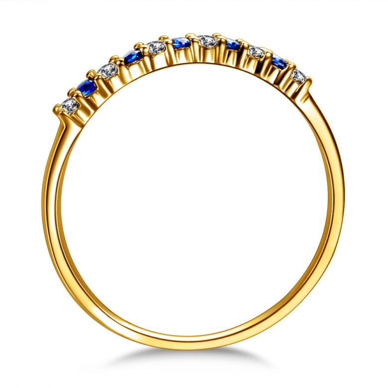Anneau Diamants et Saphirs en alternance - Or jaune 18 carats - 3