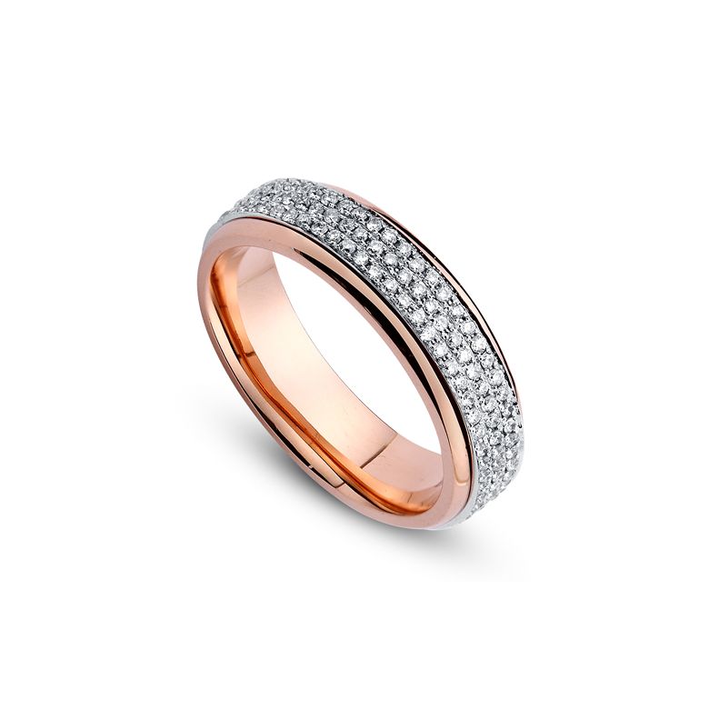 Joaillier alliance de fiançaille - Alliance Femme diamants et or rose et blanc - 1