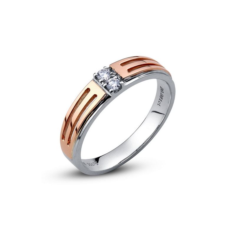 Bijouterie alliance mariage - Alliance Femme - Or blanc et rose - 1