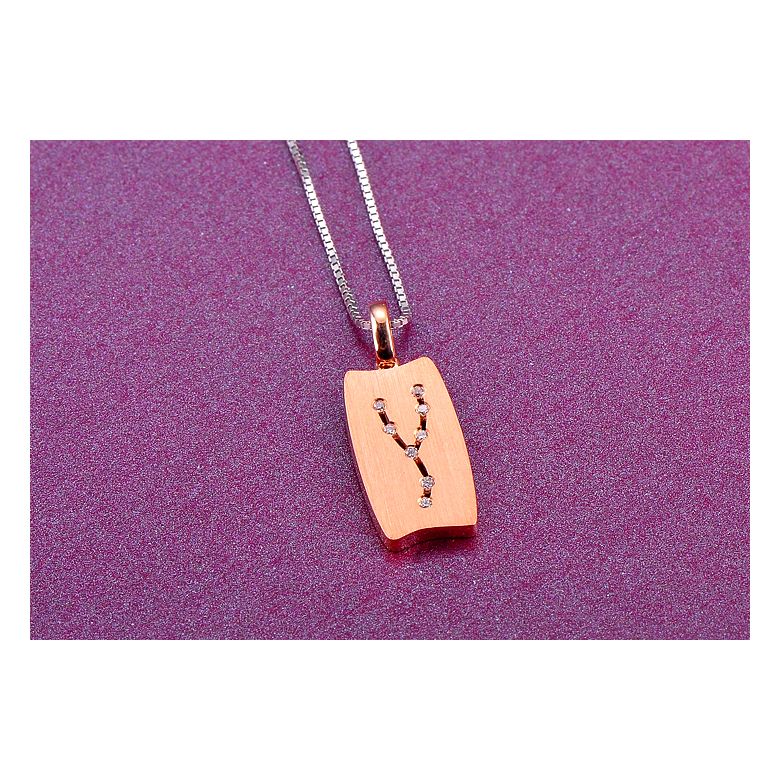 Pendentif astrologique - Constellation du taureau - Or rose, diamants - 3
