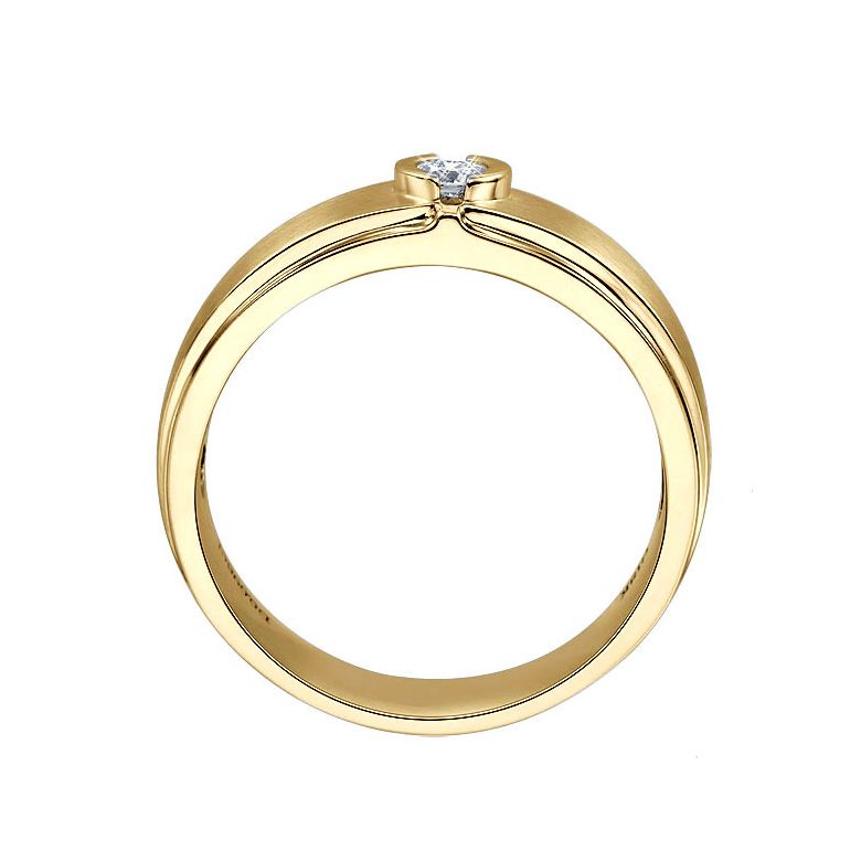 Bague Homme or jaune. Diamant solitaire. Or 750/1000 brossé et poli | Lorenzo - 3