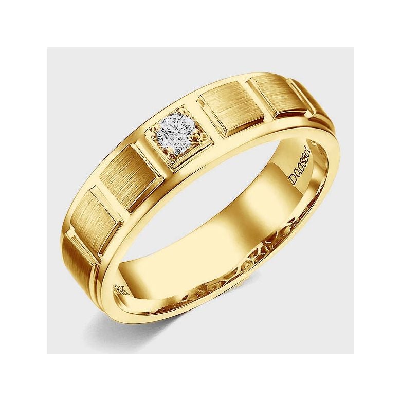 Bague en or jaune pour Homme. Finition polie et brossée. Diamant | Elbow - 1
