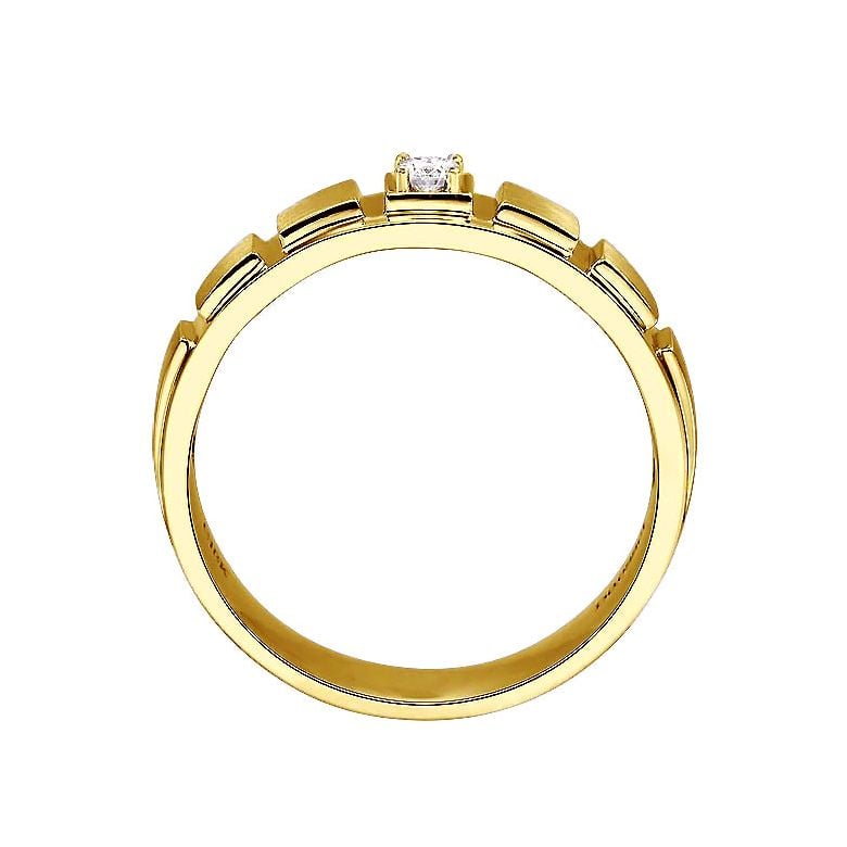 Bague en or jaune pour Homme. Finition polie et brossée. Diamant | Elbow - 3