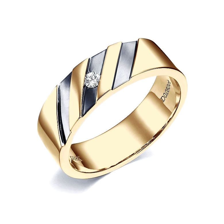 Bague stylisée homme or gris - Or jaune 18cts & Diamant | Marcus - 1
