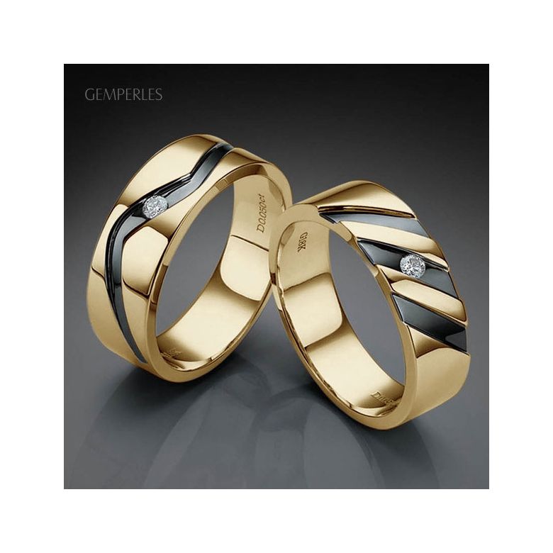 Bague anneau originale Homme en or jaune - Diamant demi-clos serti | Démétrius - 4