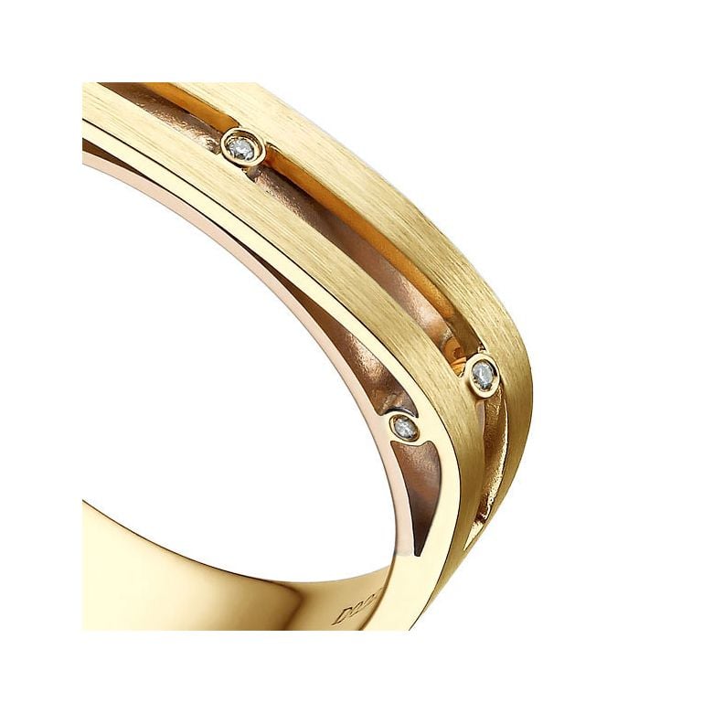 Bague contemporaine or jaune et rose 18cts - Diamant 0.02ct | Junon - 3