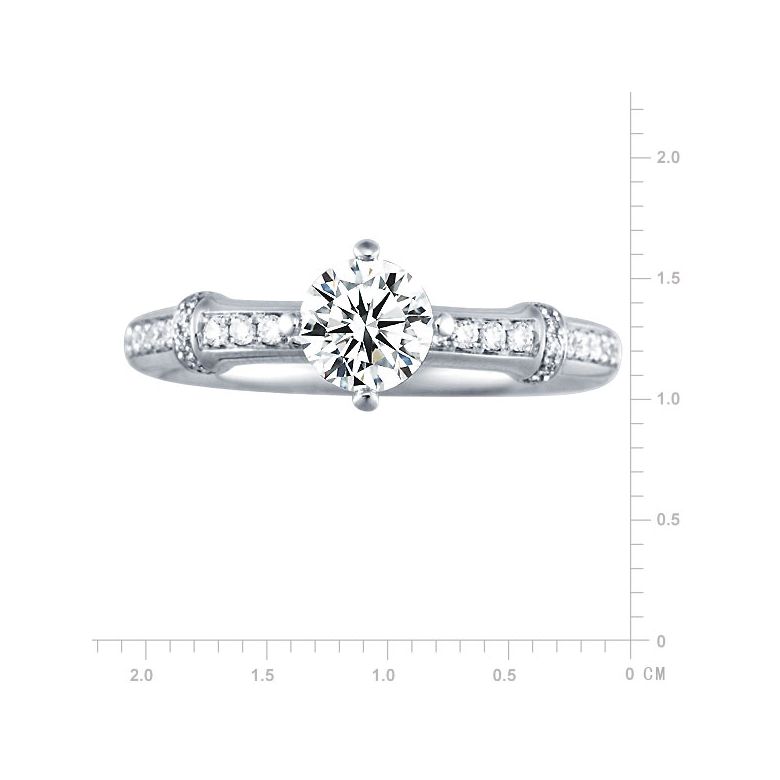 Bague bambou solitaire platine - 5