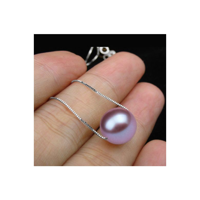 Collier pendentif perle blanche - Chaine or blanc - 8