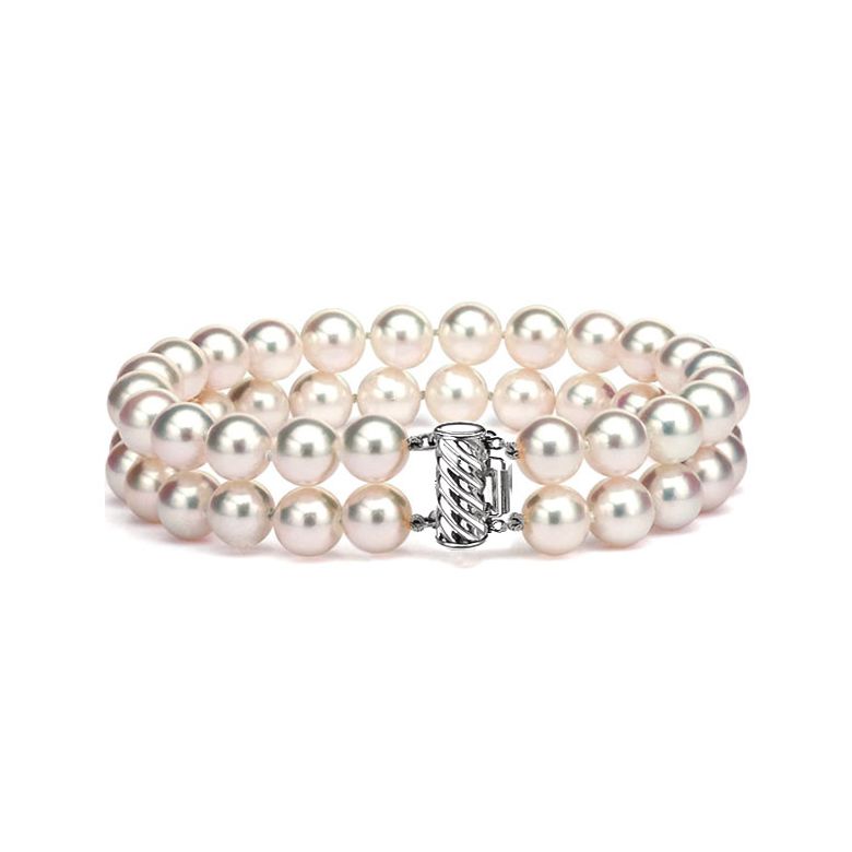 Bracelet 2 rangs perles Akoya - Perle mer - Culture Japon - 6.5/7mm - 2