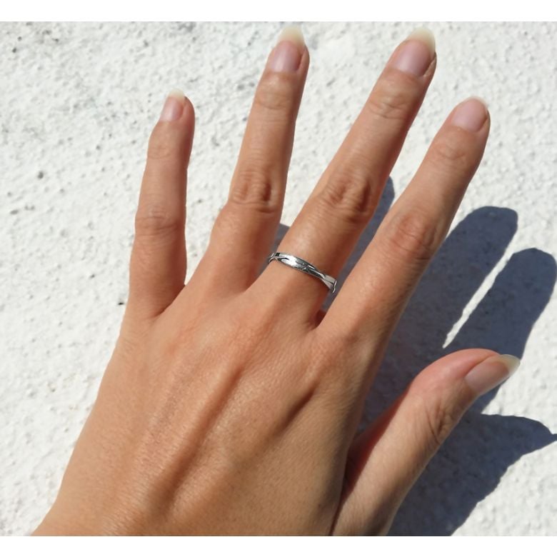 Alliance 2 anneaux. Alliance Femme. Or blanc et Diamant - 2