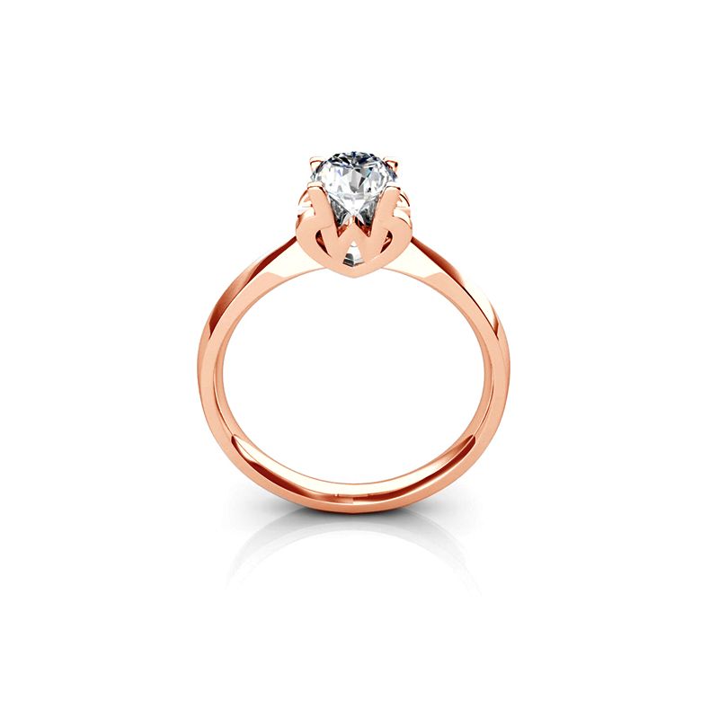 Bague prénom - Lettre W - Diamant, or rose | Gemperles - 1