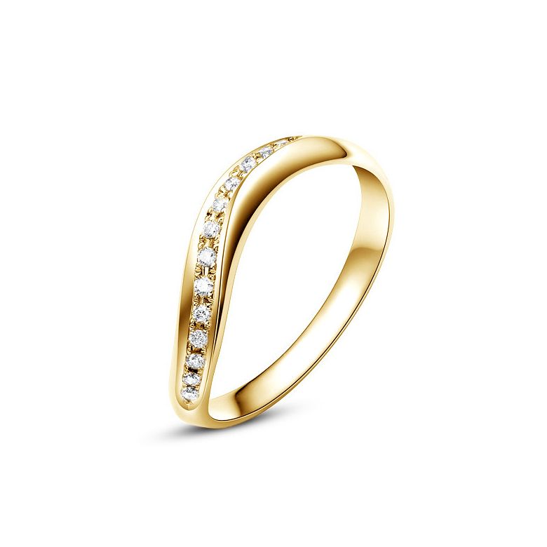 Alliance ondulée or jaune - Alliance femme avec diamants - 1