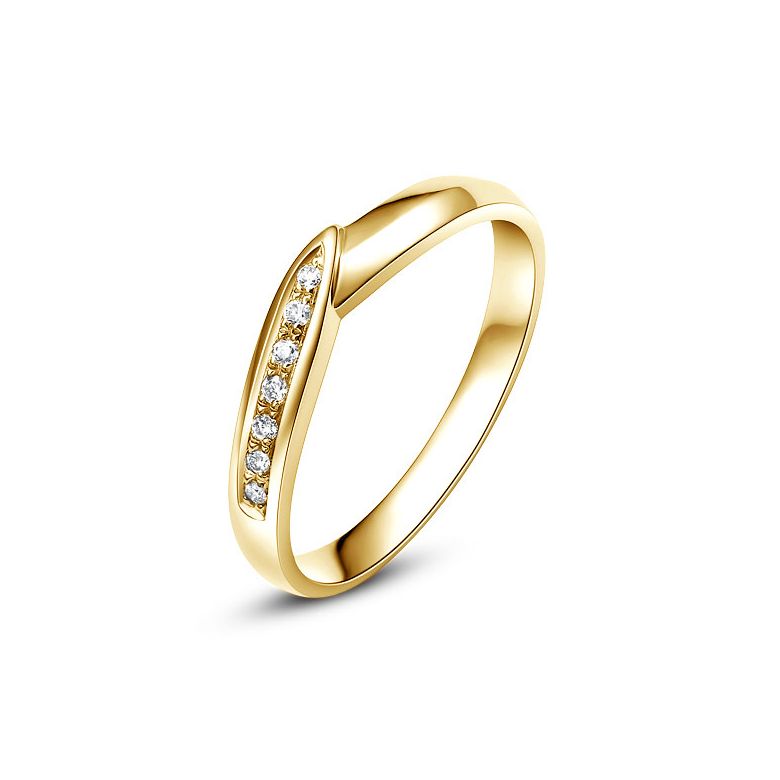 Alliance de mariage femme - Or jaune - Diamant - 1