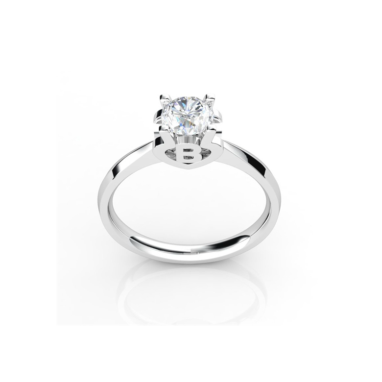 Bague prénom - Lettre B - Diamant, or blanc | Gemperles - 1