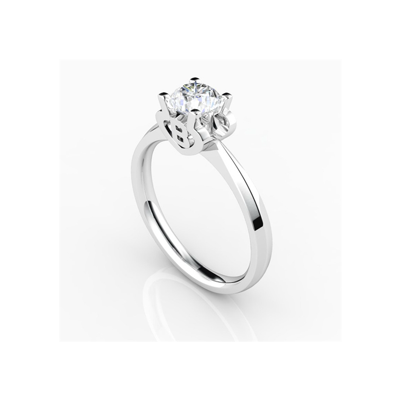 Bague prénom - Lettre B - Diamant, or blanc | Gemperles - 3