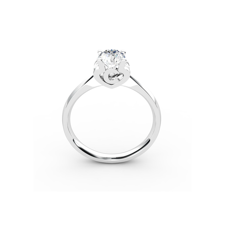 Bague prénom - Lettre C - Diamant, or blanc | Gemperles - 1