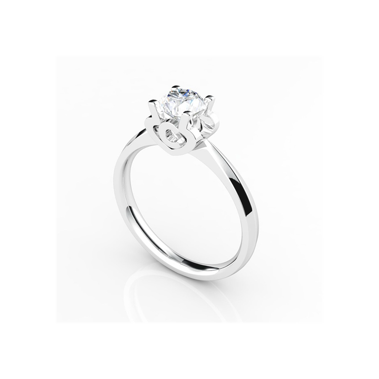Bague prénom - Lettre C - Diamant, or blanc | Gemperles - 3
