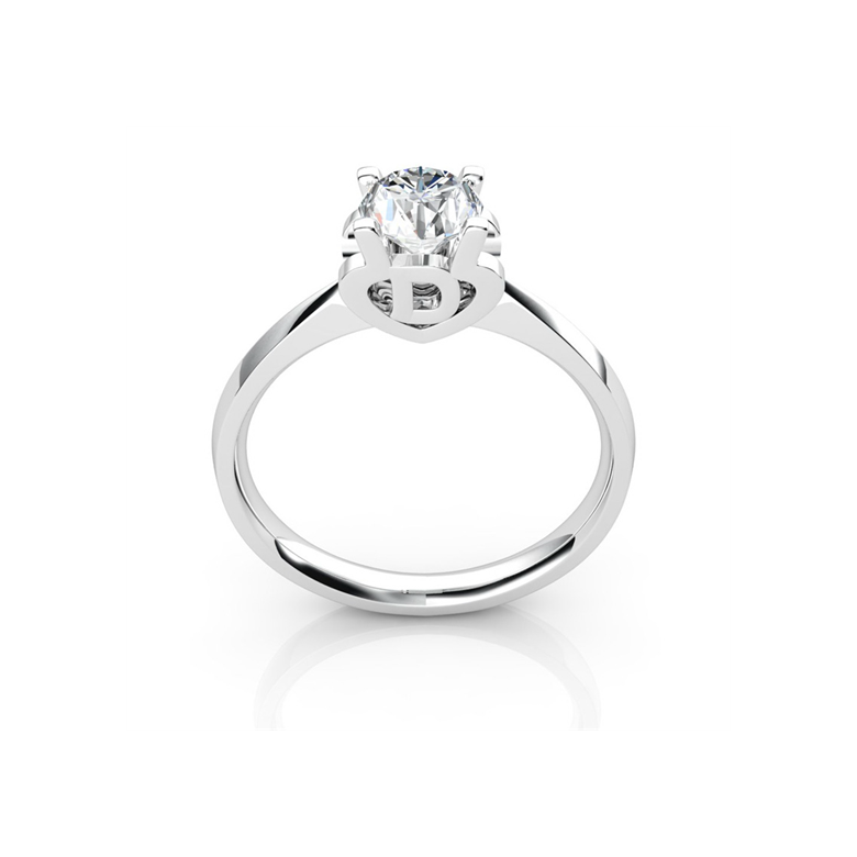 Bague prénom - Lettre D - Diamant, or blanc | Gemperles - 1