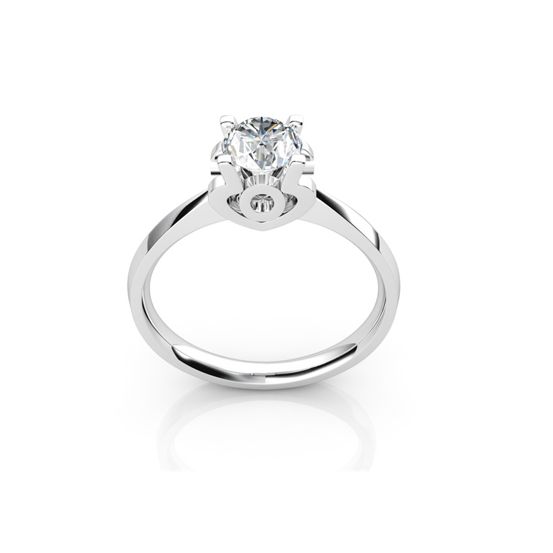 Bague prénom - Lettre O - Diamant, or blanc | Gemperles - 1