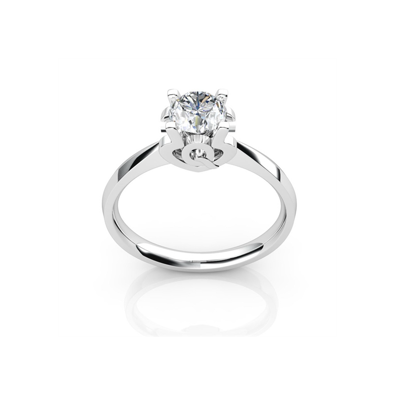 Bague prénom - Lettre Q - Diamant, or blanc | Gemperles - 1