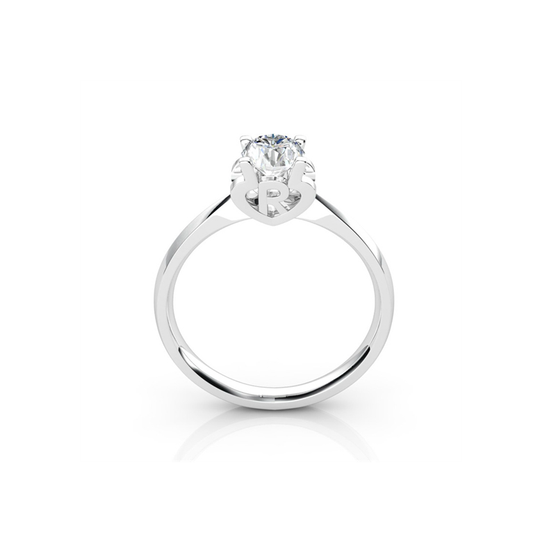 Bague prénom - Lettre R - Diamant, or blanc | Gemperles - 1
