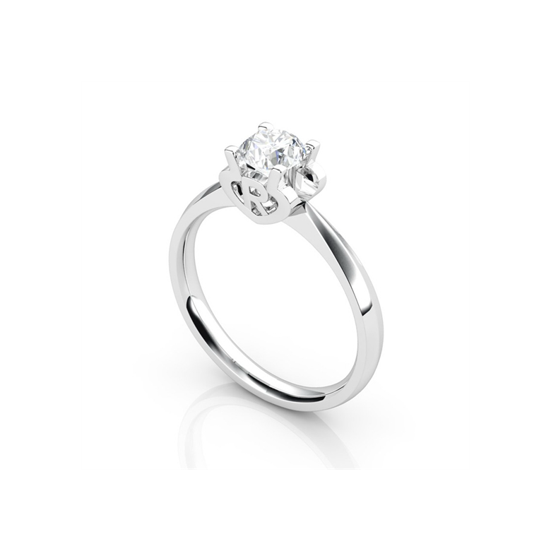 Bague prénom - Lettre R - Diamant, or blanc | Gemperles - 3