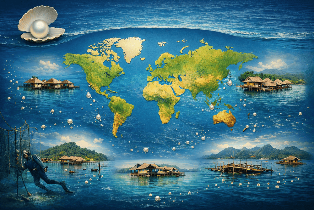 Fermes perlières dans le monde, hors du Japon
