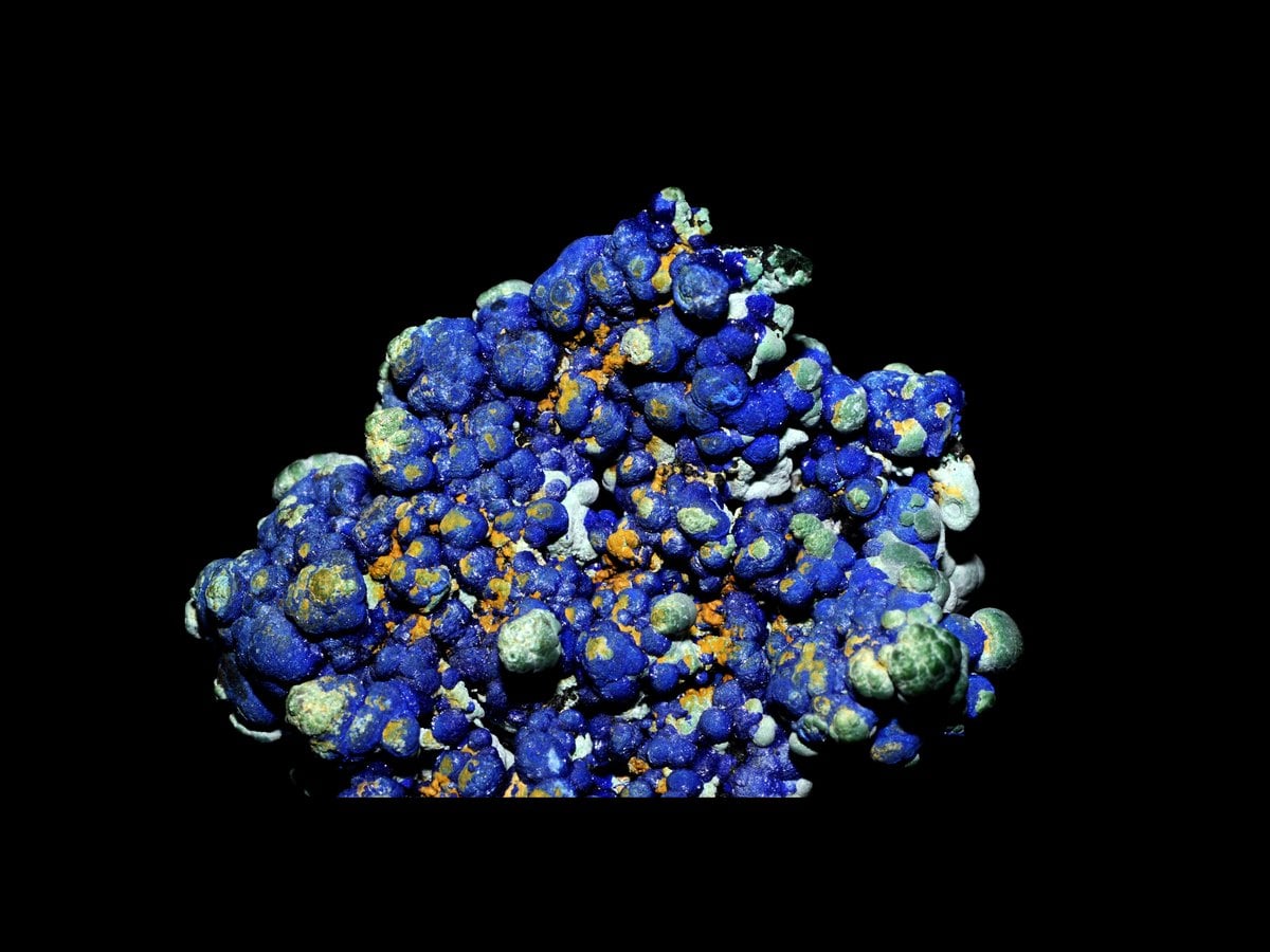 Nodules d'azurite bleue et de malachite verte, Maroc