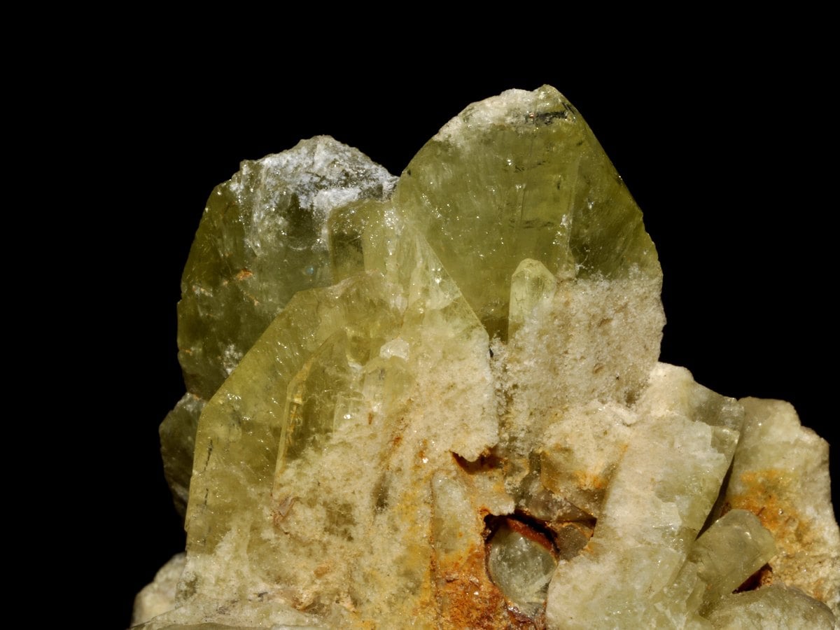 Cristaux de brazilianite jaune-vert du Brésil
